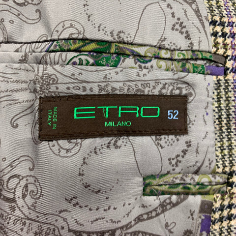 ETRO Size 42 Navy Cream Glenplaid Wool Sport Coat