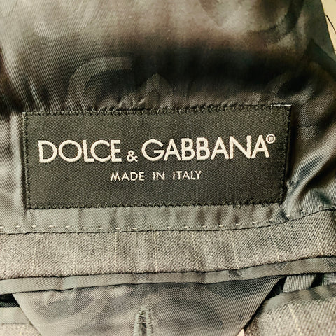 DOLCE & GABBANA Size 42 Grey White Pinstripe Virgin Wool Sport Coat