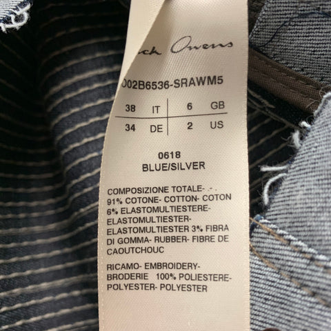 RICK OWENS Size 2 Silver Blue Cotton Diana Sequined Dress