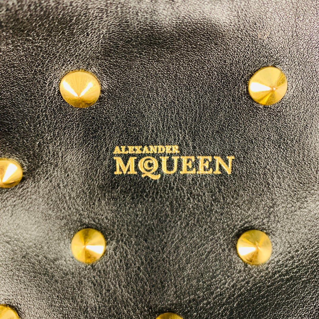 ALEXANDER MCQUEEN Black Gold Studded Leather Hobo Handbag