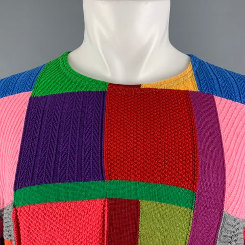 COMME des GARCONS HOMME PLUS Size M Multi-Color Patch Wool Acrylic Sweater