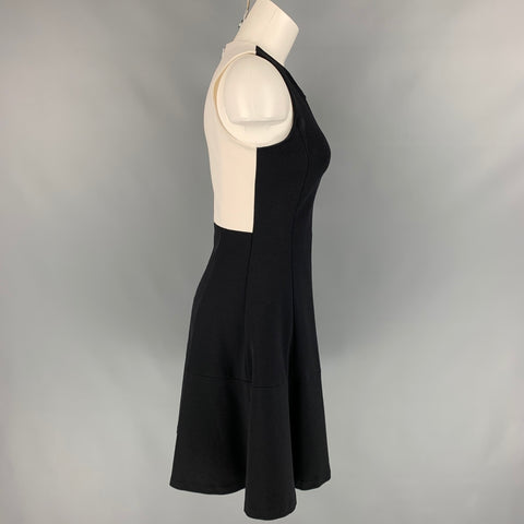LISA PERRY x BARNEY'S NEW YORK Size 2 Black & White Polyamide Color Block A-line Dress