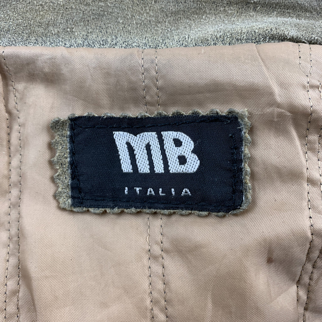 MB ITALIA Taille L Veste surdimensionnée en daim vieilli taupe
