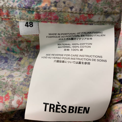TRES BIEN Size S Multi-Color Floral Cotton Button Up Long Sleeve Shirt