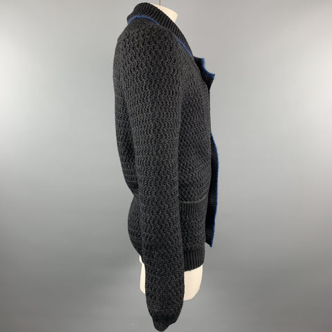 KAPITAL Size L Black Knitted Wool Shawl Collar Cardigan