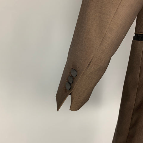 DOLCE & GABBANA Size 34 Brown Black Wool Blend Double Breasted Coat