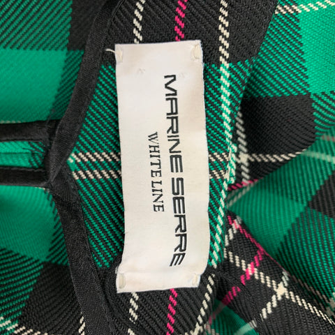 MARINE SERRE OI 19 Talla S Pantalones de vestir con bragueta y cremallera a cuadros de lana de poliéster multicolor verde