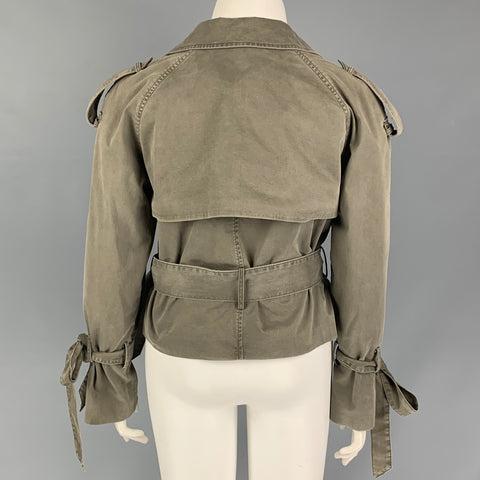 ANINE BING Size L Olive Cotton Belted Jacket