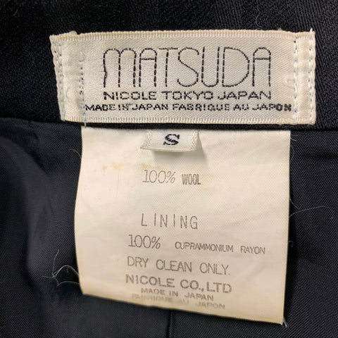 MATSUDA Talla S Traje Cruzado Lana Rayas Negro 30 29