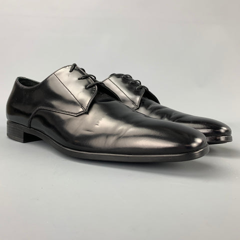 PRADA Size 10 Black Leather Lace Up Dress Shoes