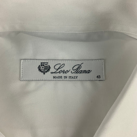 LORO PIANA Size L White Cotton Button Up Long Sleeve Shirt