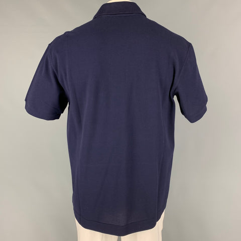 LACOSTE Size XL Navy Cotton Buttoned Polo