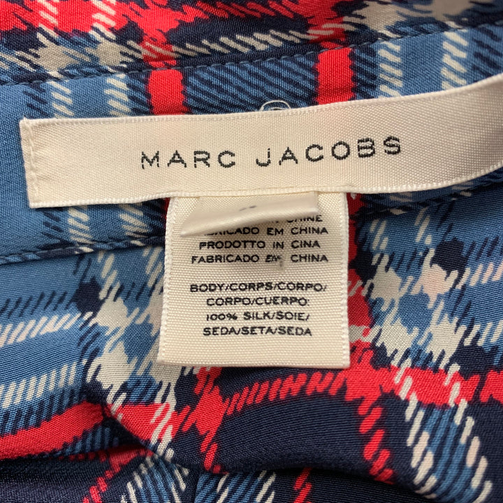 MARC JACOBS Size 4 Blue Red White Silk Plaid Button Up Shirt