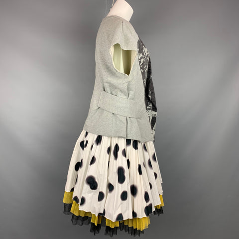 MARC by MARC JACOBS Size S Gray & White Blurred Dot Print Cotton Asymmetric Dress