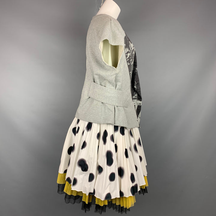 MARC by MARC JACOBS Taille S Robe asymétrique en coton à pois flous gris et blanc