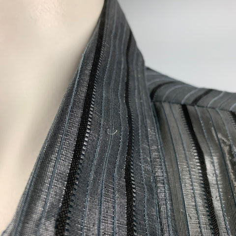 JUST CAVALLI Size L Black Stripe Viscose Blend Button Up Long Sleeve Shirt