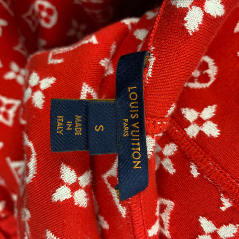 LOUIS VUITTON Size S Red White Viscose Blend Hooded Jumpsuit