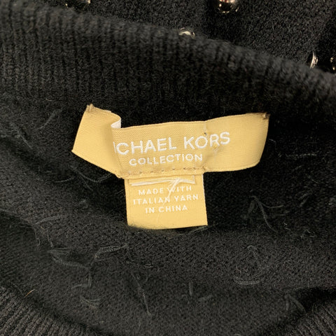 MICHAEL KORS COLLECTION Size M Black & Silver Studded Cashmere Pullover