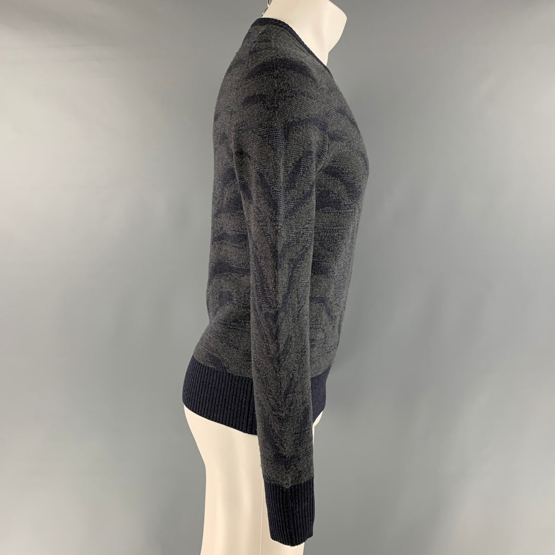 MICHAEL BASTIAN Size S Grey &  Navy Knit Lana Wool Sweater