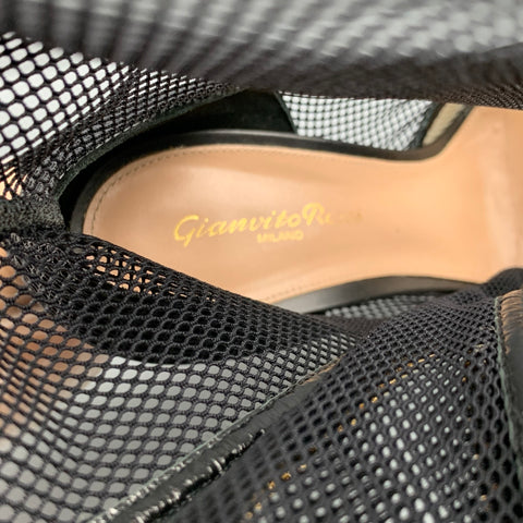 GIANVITO ROSSI Size 9.5 Black Mesh Side Zipper Boots