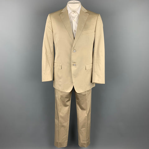 Z ZEGNA City Size 44 Regular Khaki Cotton / Silk Notch Lapel Suit