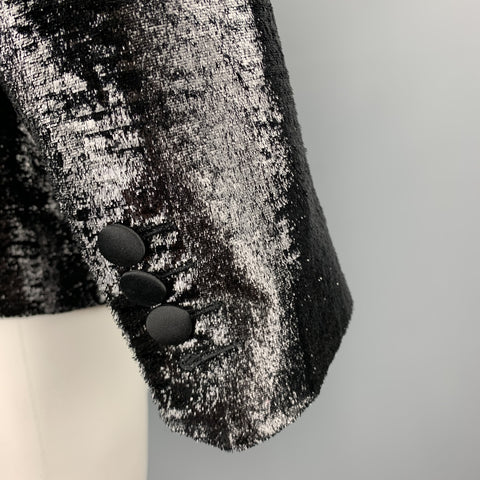 BALLY Size 38 Black Metallic Tinsel Velvet Peak Lapel Blazer