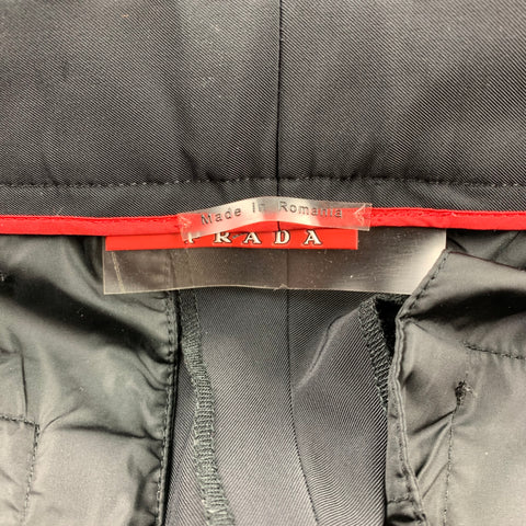 PRADA Pantalon décontracté à fermeture éclair à la cheville en polyester noir taille 10