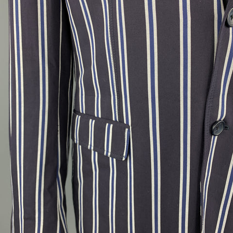 D&G by DOLCE & GABBANA Size 42 Navy Stripe Cotton Notch Lapel Sport Coat