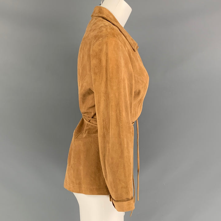 VAKKO Talla L Top informal cruzado liso de ante color canela