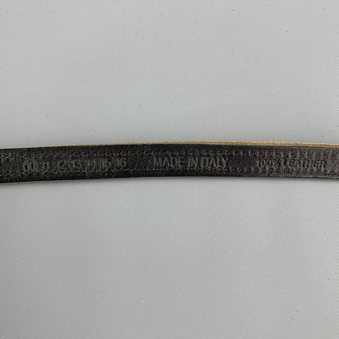 MAISON MARGIELA Size 40 Tan Contrast Stitch Leather Double Buckle Belt