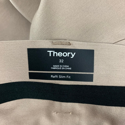 THEORY Size 32 Khaki Cotton Polyester Zip Fly Raffi Pants