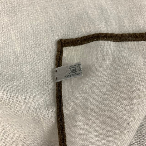 ERMENEGILDO ZEGNA Cream Brown Linen Pocket Square