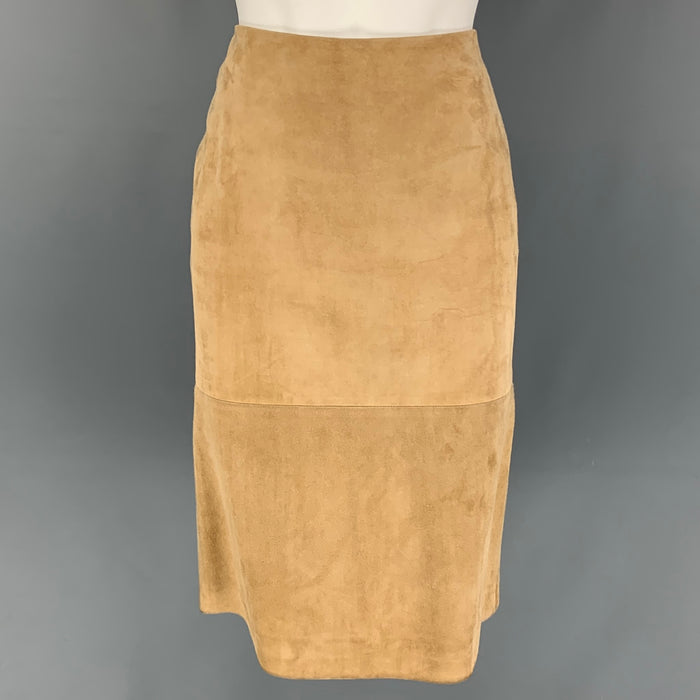 MICHAEL KORS Size 2 Beige Suede Pencil Skirt