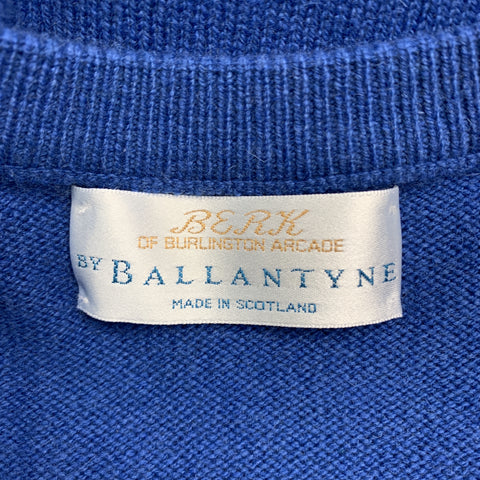 BALLANTYNE Size XL Blue Cashmere V-Neck Sweater Vest