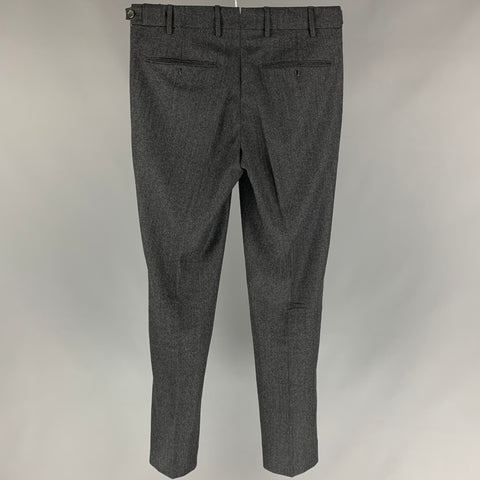 BERWICH Talla 28 Pantalón de vestir plisado de lana en espiga gris