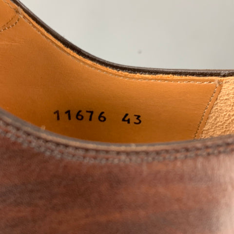 MAGNANNI Size 10 Brown Burnished Leather Cap Toe Lace Up Shoes