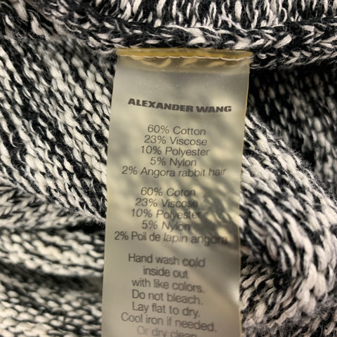 T by ALEXANDER WANG Size M Black White Marbled Cotton Blend V-Neck Sweater
