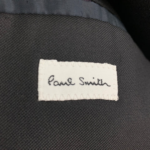 PAUL SMITH Talla 40 Abrigo deportivo con solapa de muesca de seda y lana negra