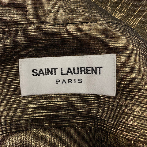 SAINT LAURENT Size 4 Gold Silk / Polyester Metallic Blouse