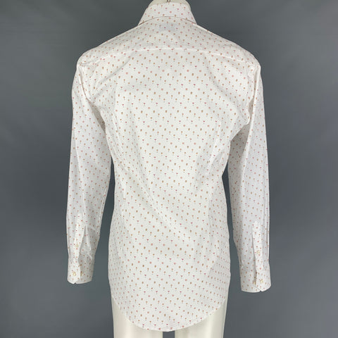 Camisa de manga larga con botones de algodón con estampado blanco talla M ETON