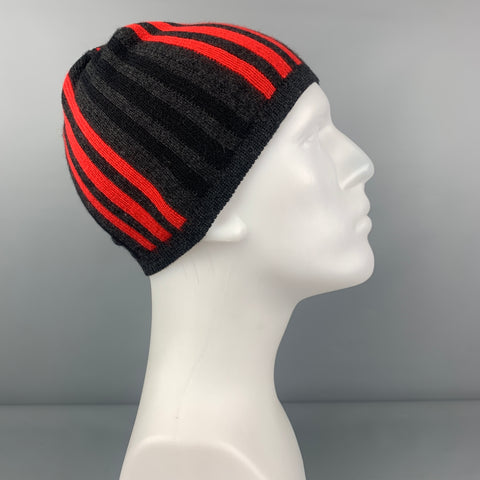 ARMAND DIRADOURIAN Charcoal Red Stripe Cashmere Beanie