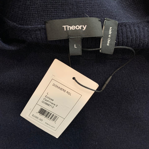 THEORY Eclipse Size L Navy Cashmere Crew-Neck Sweater