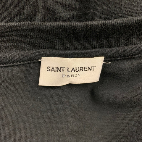 SAINT LAURENT Size M Black Graphic Cotton Crew-Neck T-shirt