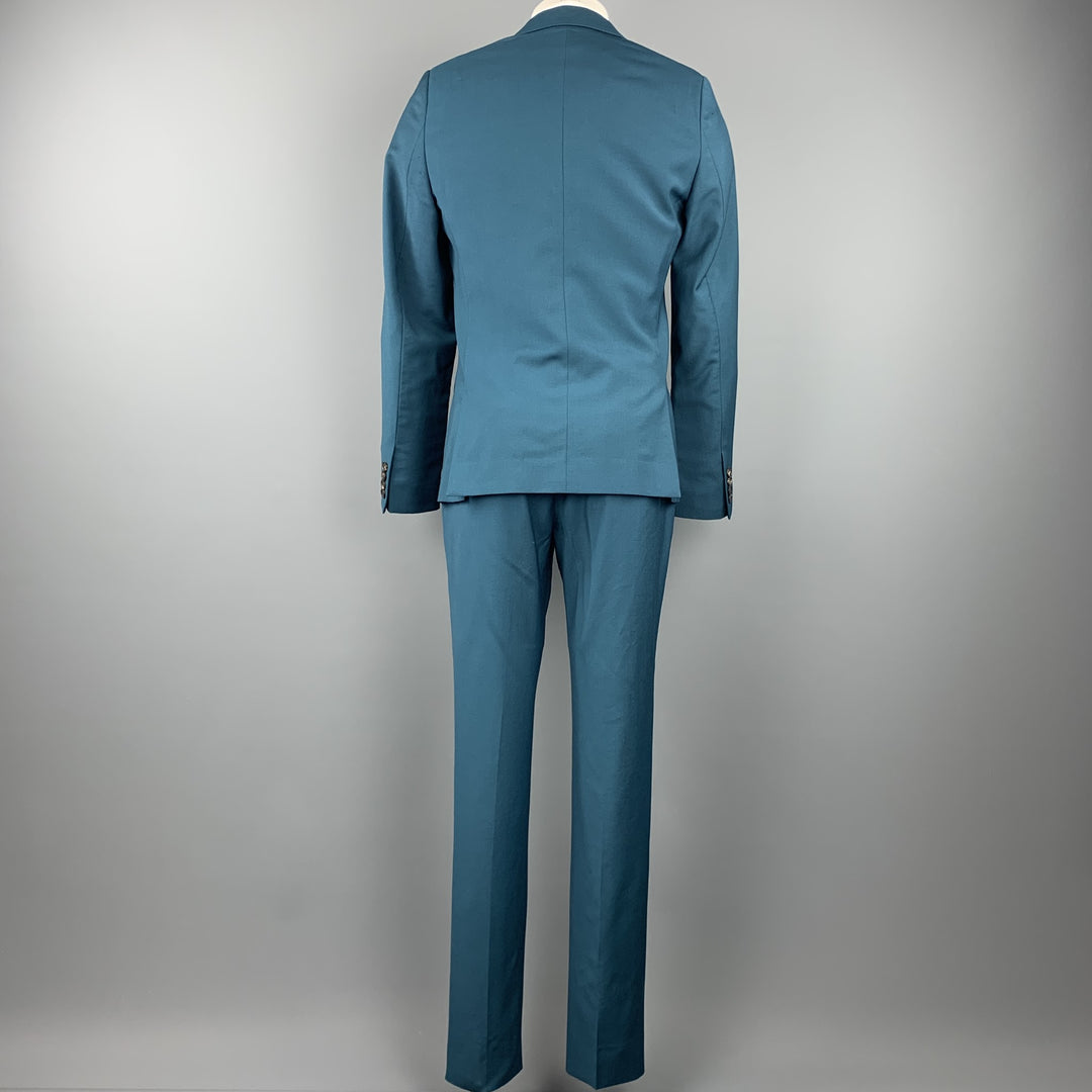 CALVIN KLEIN COLLECTION Size 36 Wool Notch Lapel Teal Suit