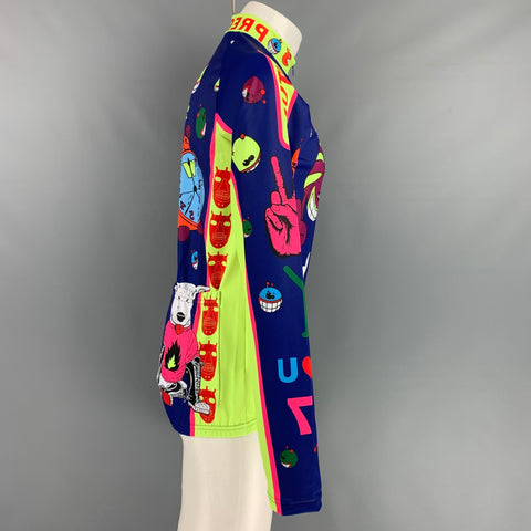 WALTER VAN BEIRENDONCK FW21 Size L Blue Graphic Nylon Jersey Bike Top