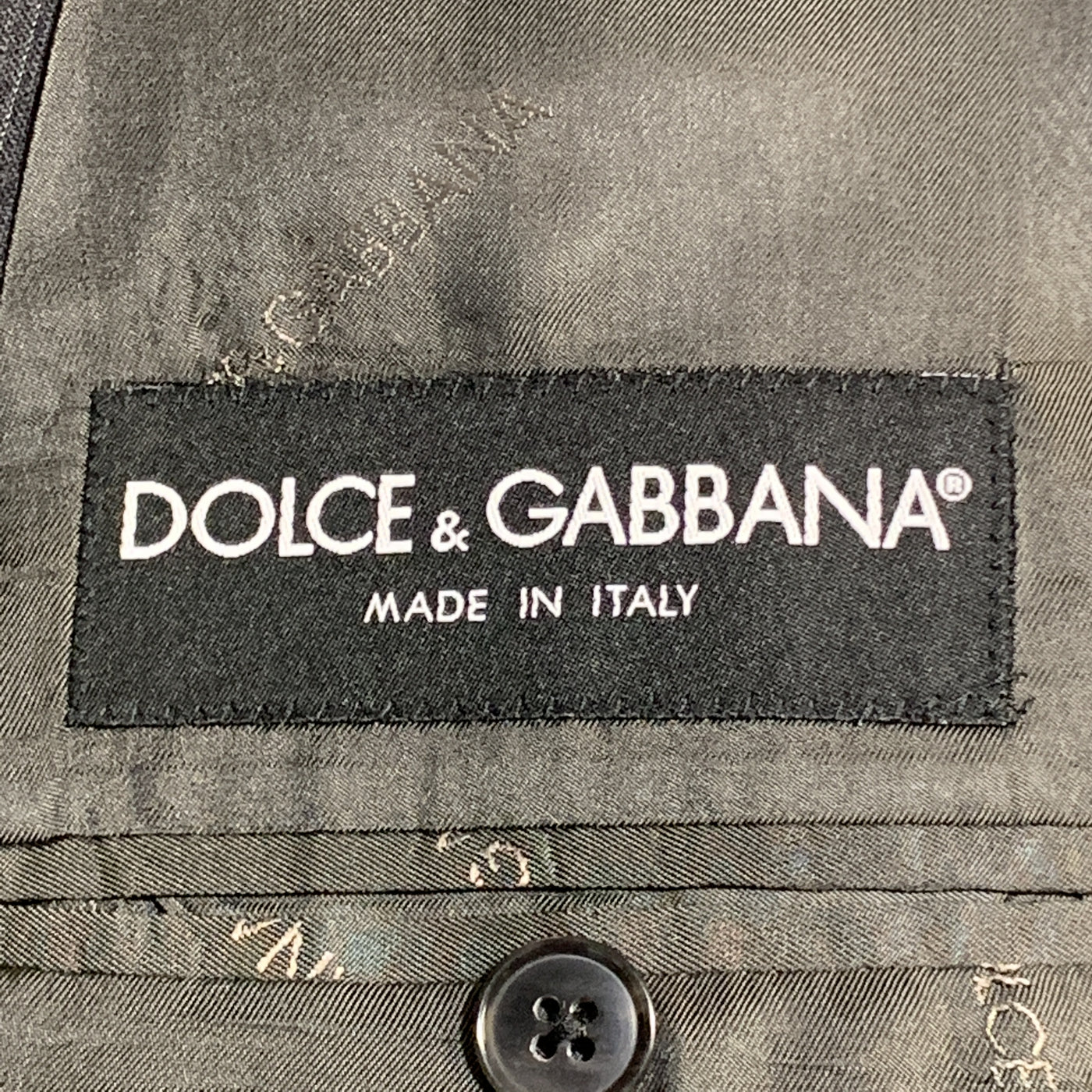 DOLCE & GABBANA 48 Long Charcoal Stripe Wool Peak Lapel Sport Coat