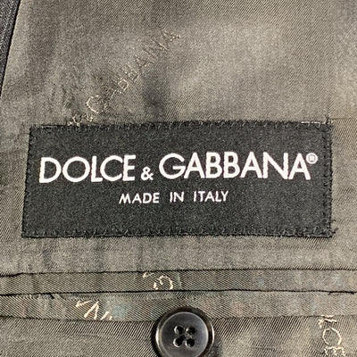 DOLCE & GABBANA 48 Long Charcoal Stripe Wool Peak Lapel Sport Coat