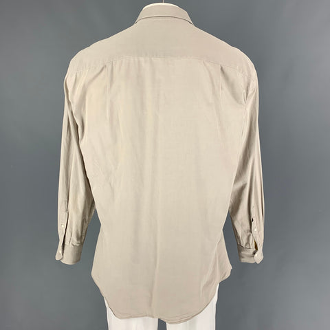 ERMENEGILDO ZEGNA Size L Beige Cotton Button Up Long Sleeve Shirt