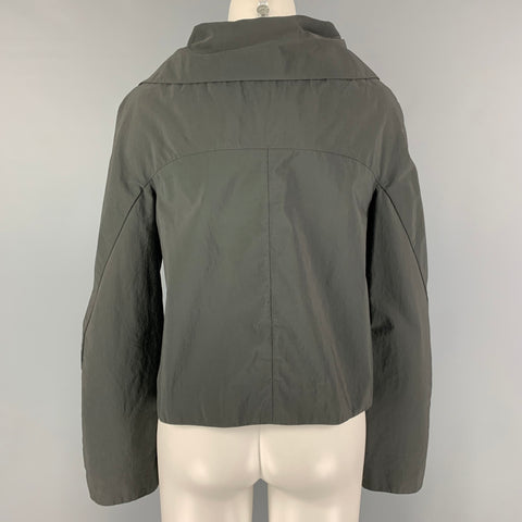 MARNI Size 2 Slate Cotton Nylon Hidden Snaps Cropped Jacket