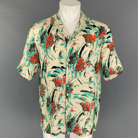 DRIES VAN NOTEN SS 20 Size M Multi-Color Sequined Viscose Camp Short Sleeve Shirt